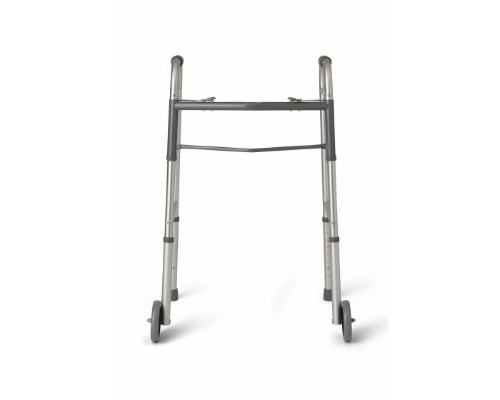 Guardian 2Button Aluminum Folding Walker w Wheels 4Ct