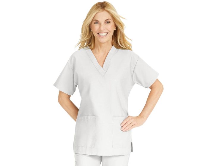 ComfortEase Women's VNeck ShortSleeve 2Pocket Tunic Scrub Top, Size