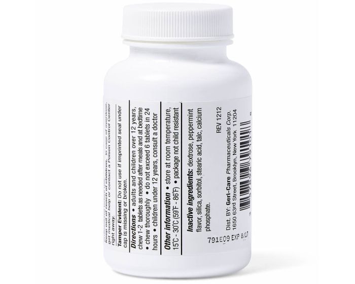 GeriCare Chewable Gas Relief Tablets 80mg 100Ct