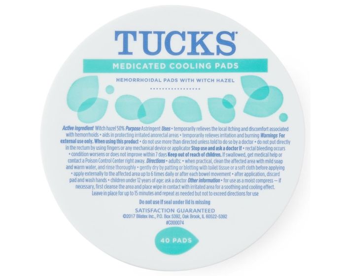 TUCKS Medicated Cooling Pads with Witch Hazel 40Ct