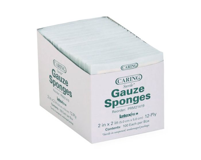 Caring St Woven Cotton Gauze Sponges 12ply 2x2 2400Ct