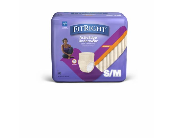 Medline Women's FitRight Underwear Heavy Absorb S/M 20Ct