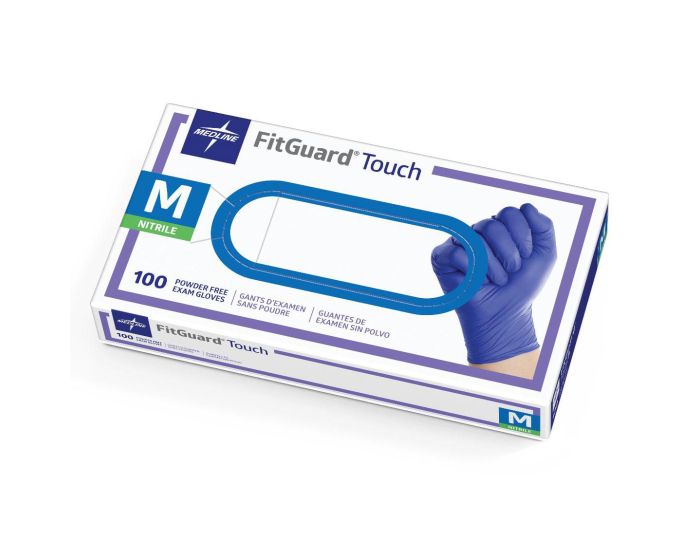 Medline FitGuard Touch Nitrile Exam Gloves M 100Ct