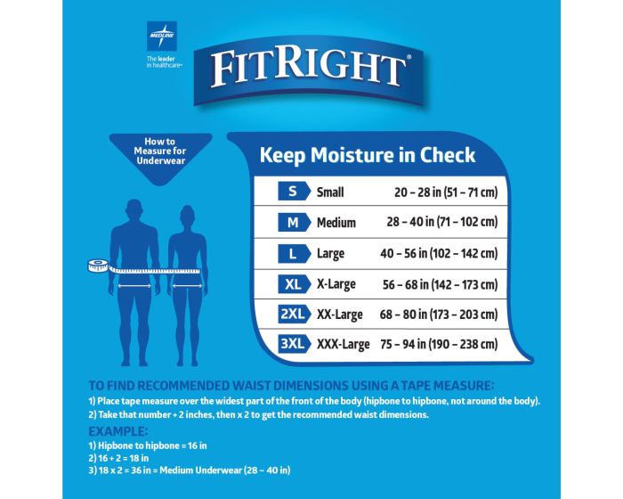 Medline FitRight Super Disposable Underwear XL 20Ct