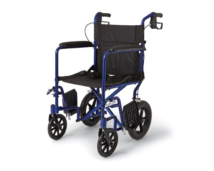 Medline Basic Aluminum Transport Chair 12in Blue 1Ct