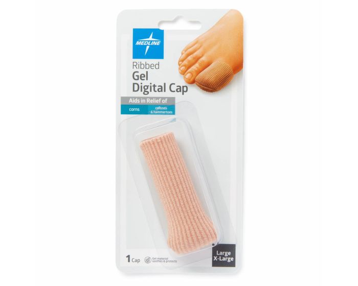 Medline Gel Ribbed Digital Toe Caps L/XL 1Ct