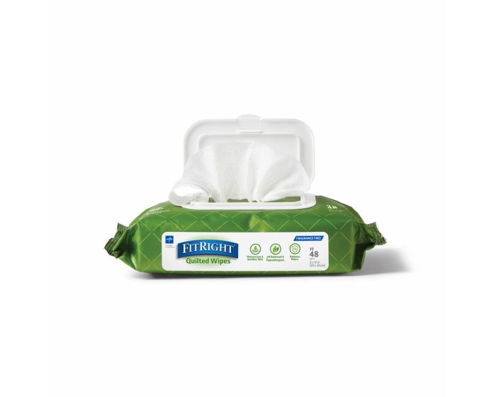 Medline FitRight Aloe Quilted Personal Wipes 576Ct