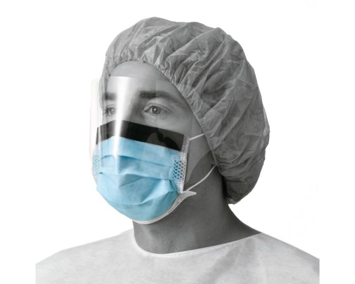 Medline Basic 3Ply Antifog Face Mask with Eye Shield 100Ct