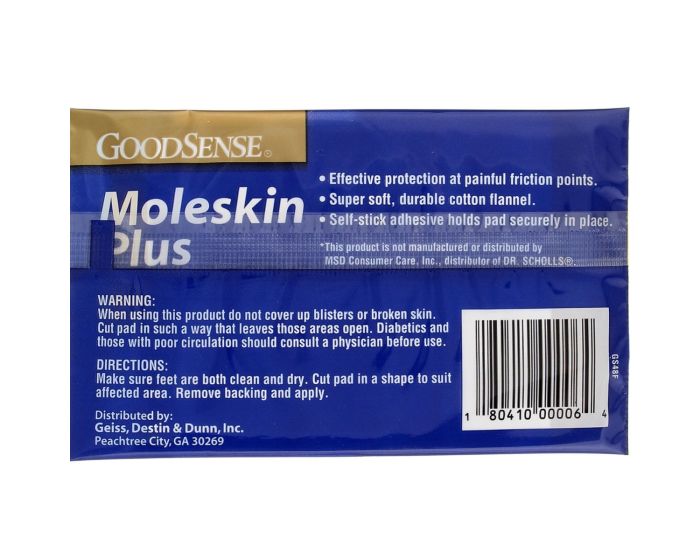 GoodSense Moleskin Plus Sheet 41/8 x 33/8 4Ct