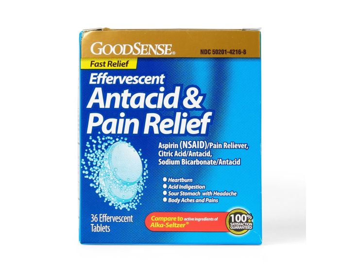 GoodSense Effervescent Antacid + Pain Relief Tablets 30