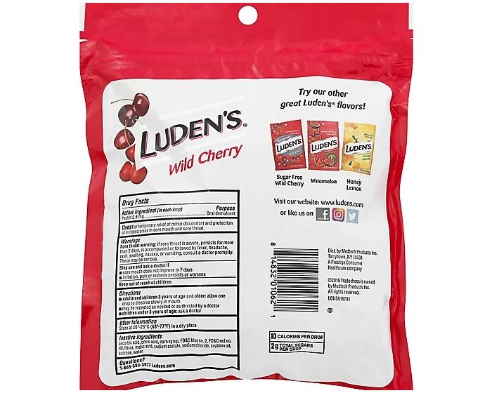 Luden's Wild Cherry Cough Drops, 90Ct