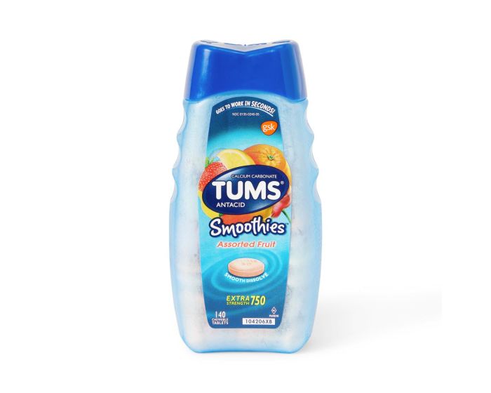 Tums Smoothies Extra Strength Antacid Asst Fruit 140Ct