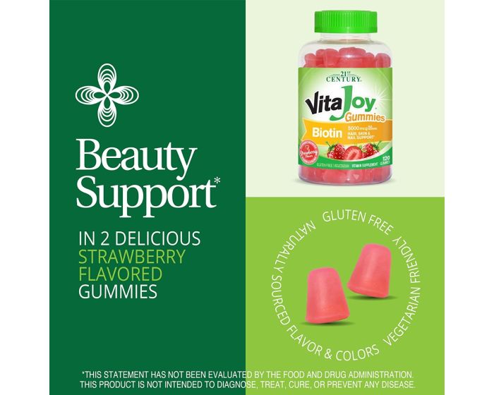 21st Century VitaJoy Biotin Gummy 2500mcg Strawberry 120Ct