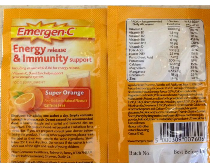 EmergenC Vitamin C Powder Super Orange 1000mg 30Ct