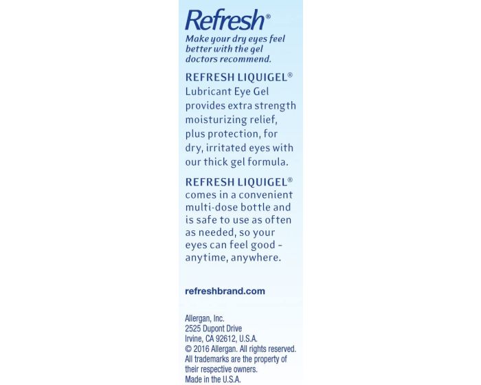 Refresh Liquigel Dry Eye Lubricant Gel Drops 0.5oz 1Ct