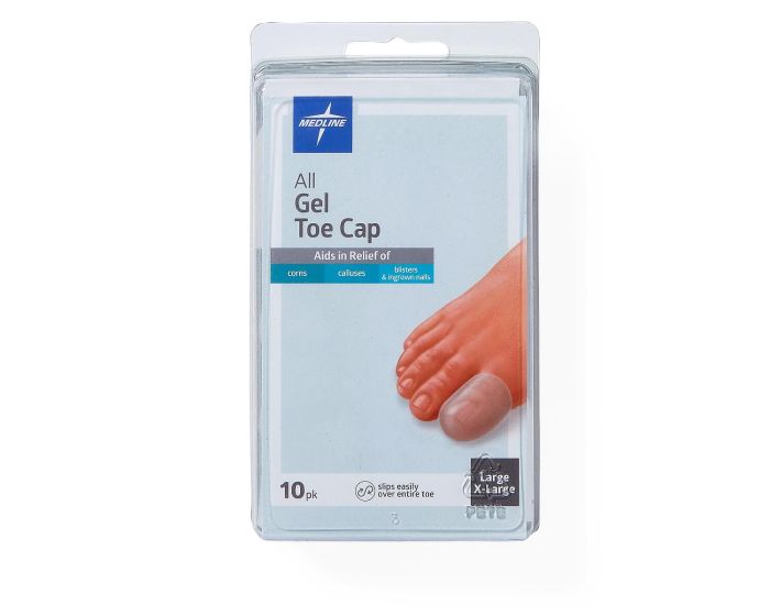 Medline Clear Gel Toe Caps L/XL 10Ct