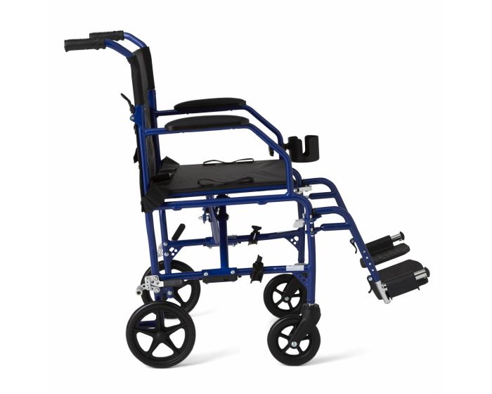 Medline Ultralight Transport Chair 300lb Blue 1Ct