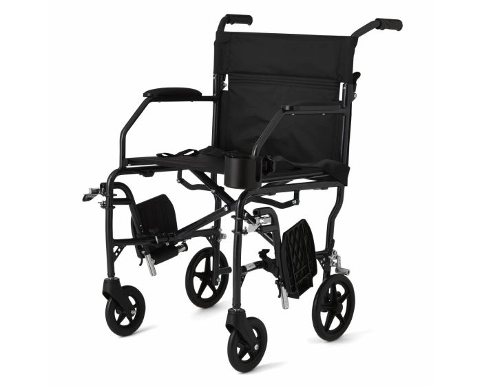Medline Ultralight Transport Chair 300lb Black 1Ct