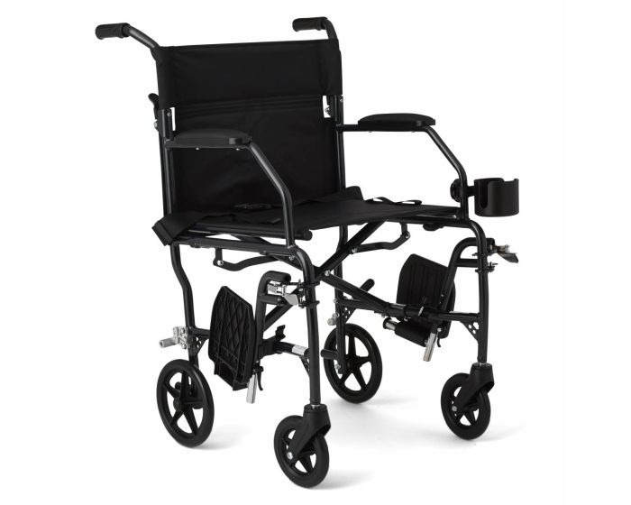 Medline Ultralight Transport Chair 300lb Black 1Ct