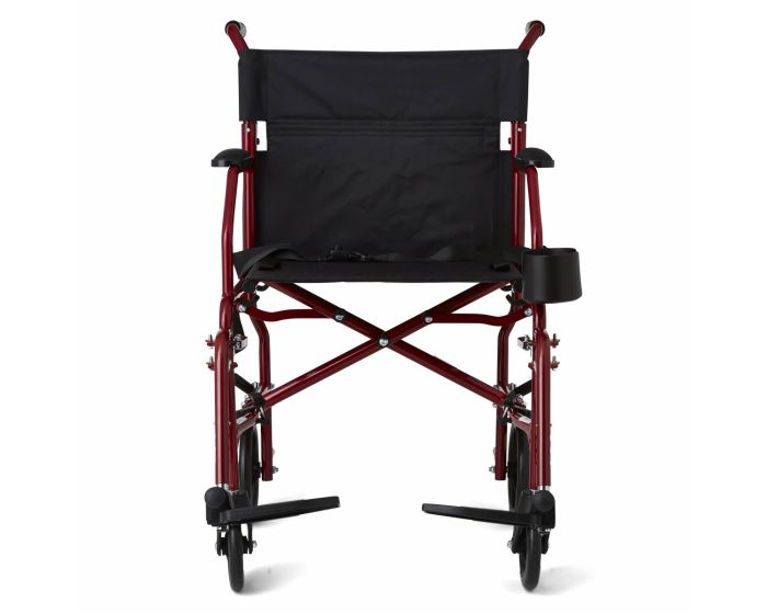 Medline Ultralight Transport Chair 300lb Red 1Ct