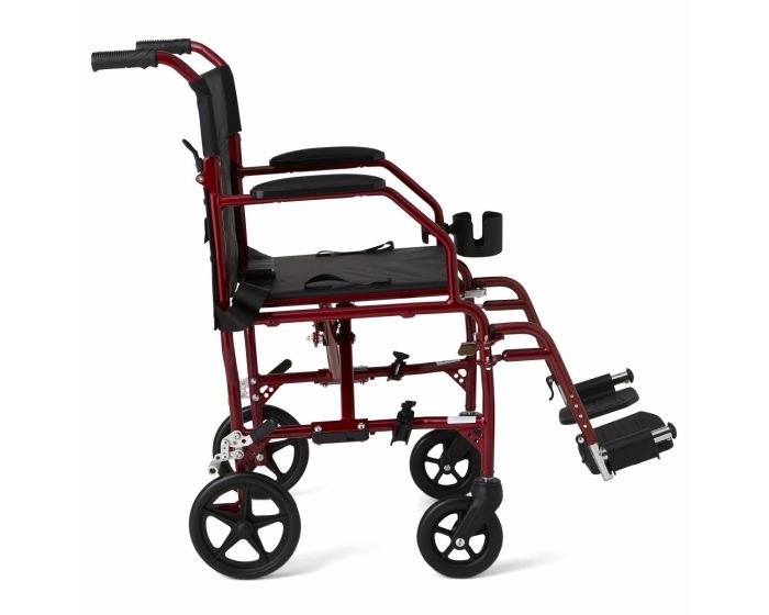Medline Ultralight Transport Chair 300lb Red 1Ct