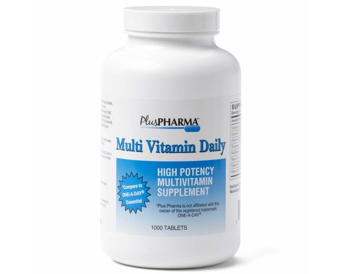 PlusPharma Daily Multivitamin Tablet High Potency 1000Ct