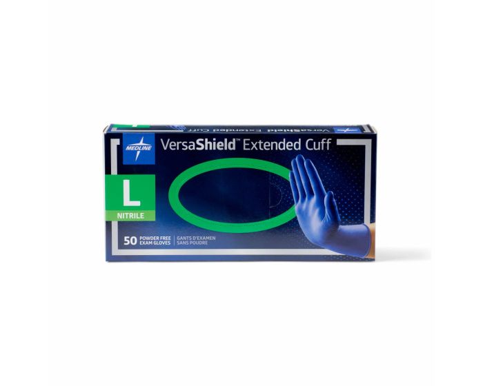 Medline VersaShield Extended Cuff Nitrile Glove L 500Ct