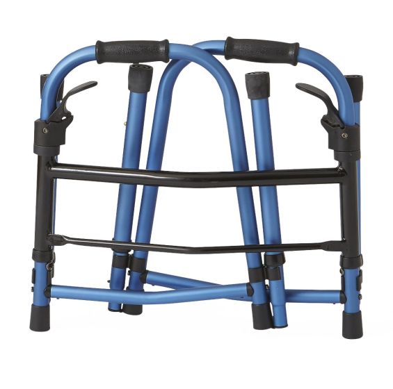 Medline Folding Paddle Walker with 5in Wheels Blue 1Ct