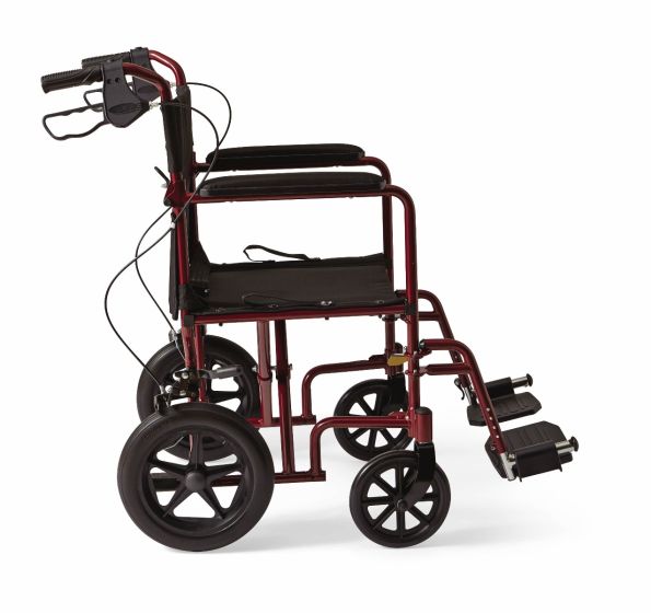 Medline Basic Aluminum Transport Chair 12in Red 1Ct