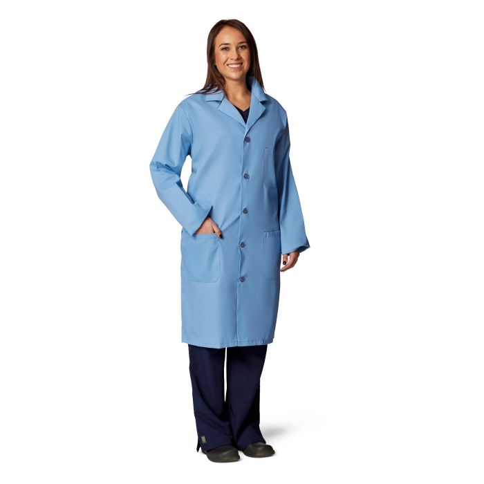 Medline Unisex KneeLength Lab Coat Light Blue L 1Ct