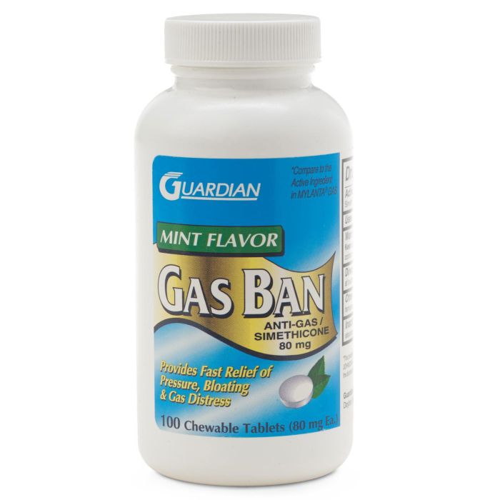 AntiGas Simethicone Chewable Tablet 80mg 100Ct