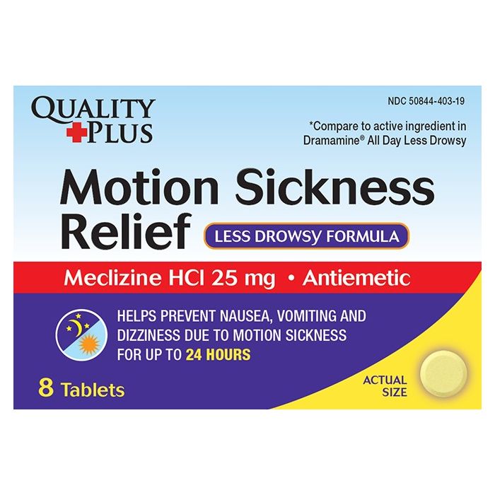 Meclizine AntiNausea Motion Sickness Tablet 25mg 8Ct