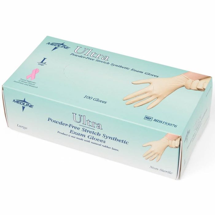 Medline Ultra Stretch Vinyl Exam Glove L 100Ct