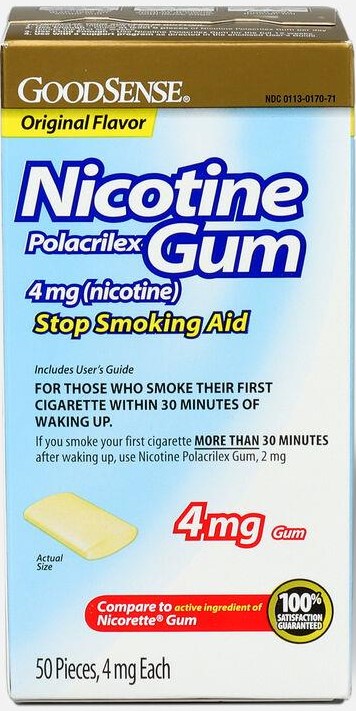 GoodSense Nicotine Gum 4mg Original 50Ct