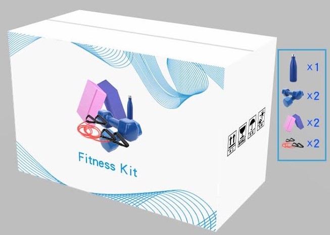 Yoga Block Dumbbells Bands Fitness Kit 7Pc
