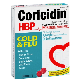 Coricidin High BP Cold and Flu Relief Tablet 20Ct