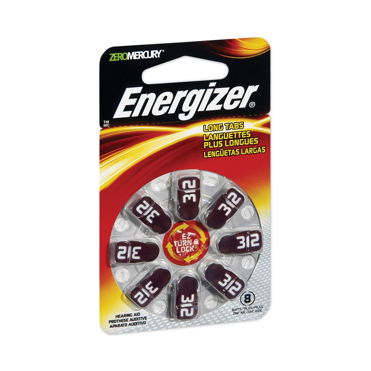 Energizer Hearing Aid Batteries Size 312 8Ct