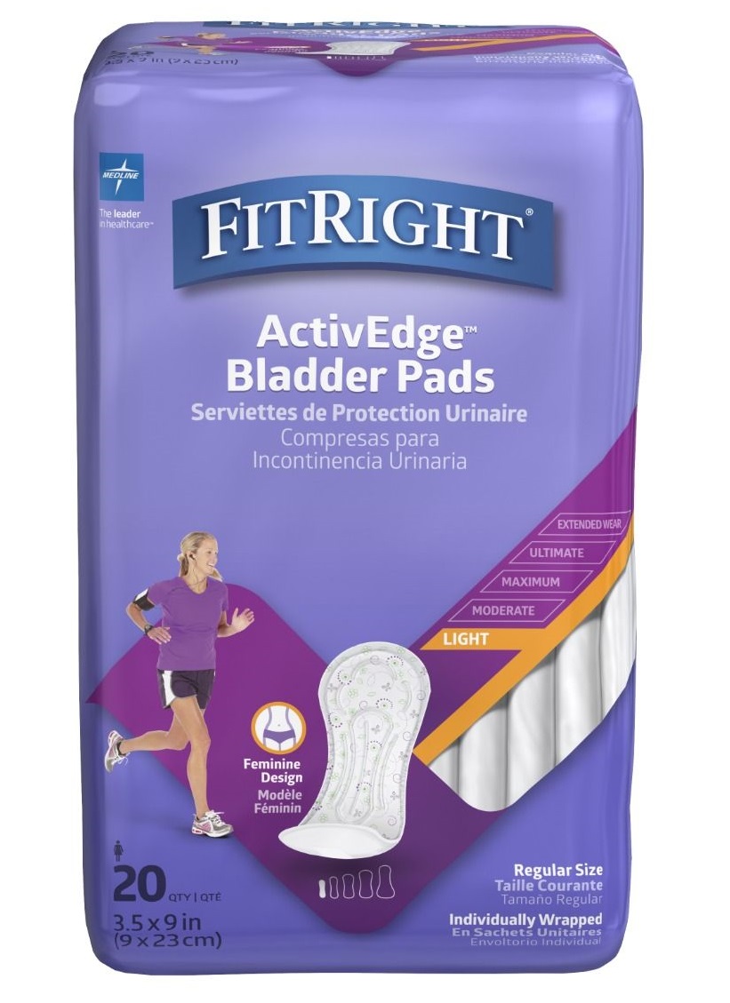 Medline FitRight Bladder Pads 3.5x9 Light 20Ct