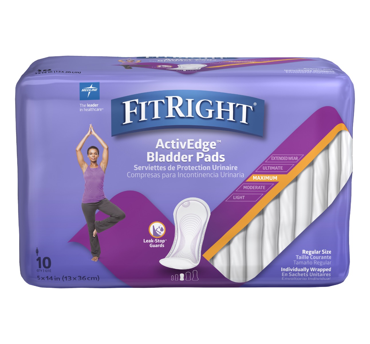 Medline FitRight Bladder Pad 5x14 Maximum 10Ct
