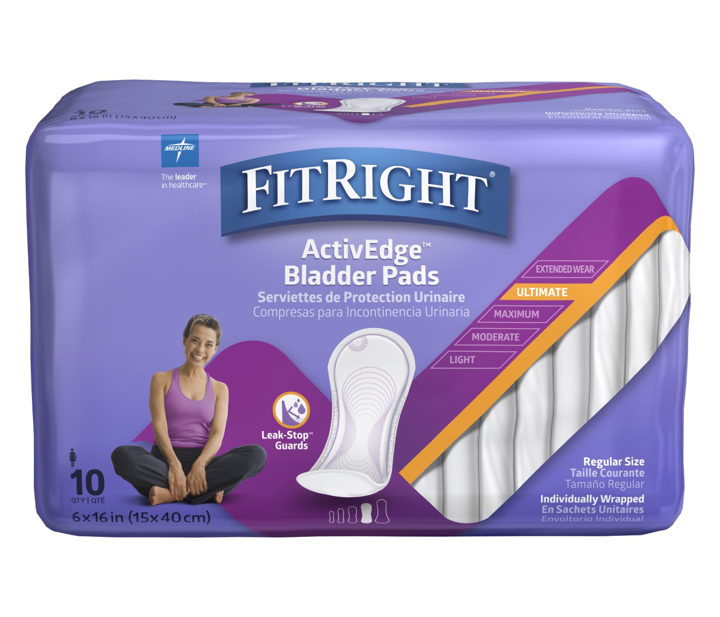 Medline FitRight Bladder Pad 6x16 Ultimate 10Ct