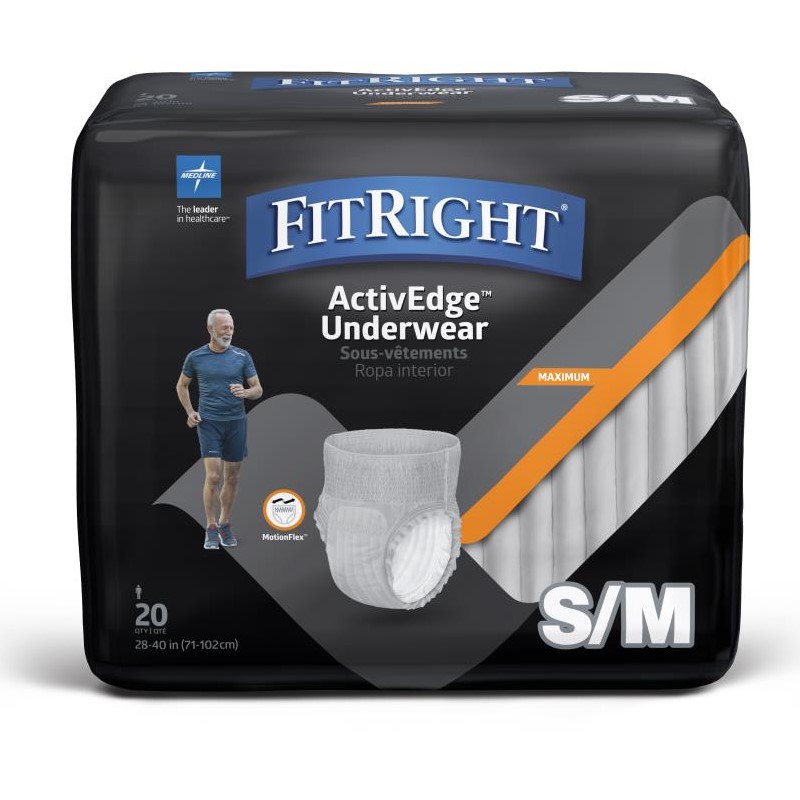 Medline Men's FitRight Underwear Heavy Absorb S/M 20Ct