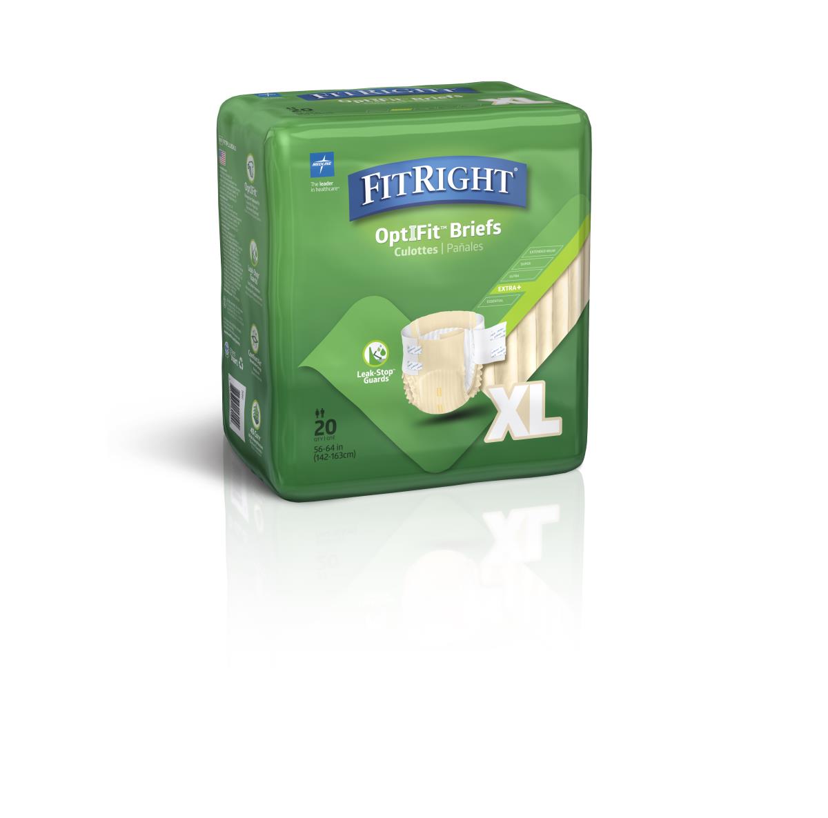 Medline FitRight OptiFit Extra+ Disposable Brief XL 80Ct