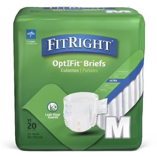 Medline FitRight OptiFit Ultra Disposable Brief M 20Ct