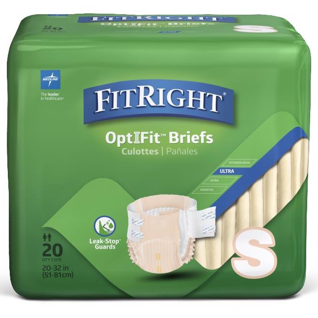 Medline FitRight OptiFit Ultra Disposable Brief S 20Ct