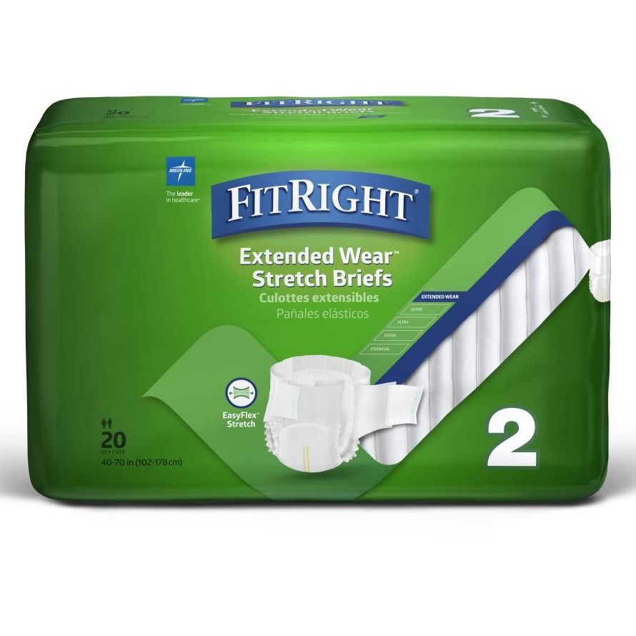 Medline FitRight Overnight Stretch Brief Size 2 20Ct