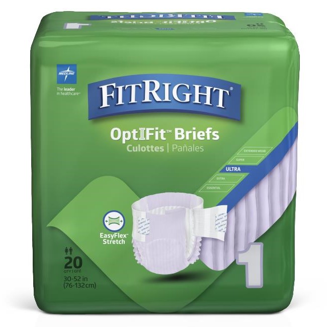 Medline FitRight OptiFit Stretch Ultra Brief M/Reg 20Ct