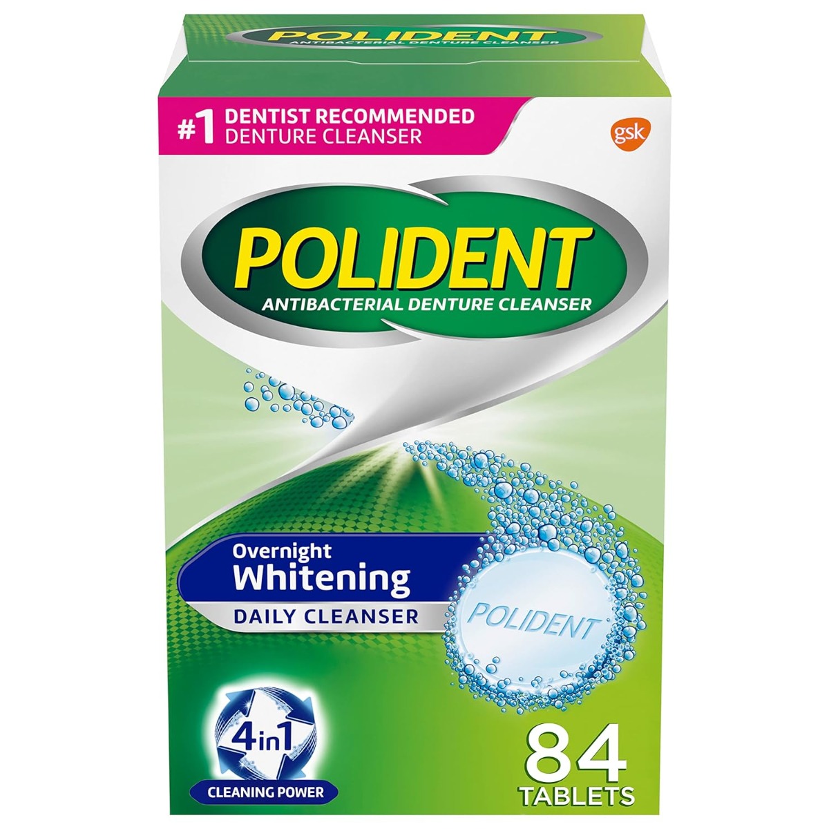 Polident Overnight Whitening Denture Tablets 84Ct