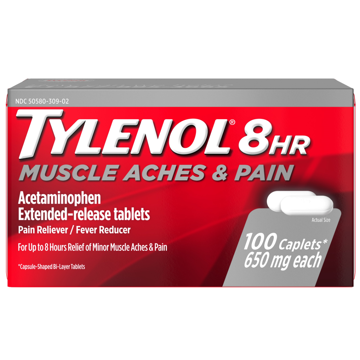 Tylenol 8 HR Muscle Aches and Pain Caplets 650mg 100Ct
