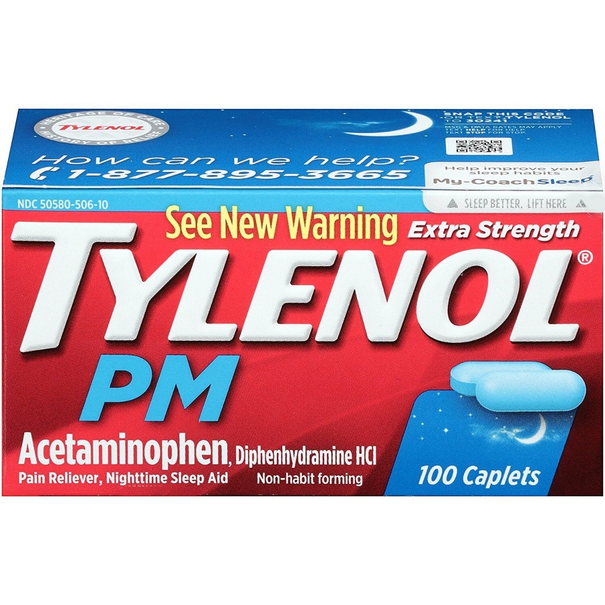 Tylenol PM Extra Strength Pain Relief Sleep Aid Caplets 100Ct