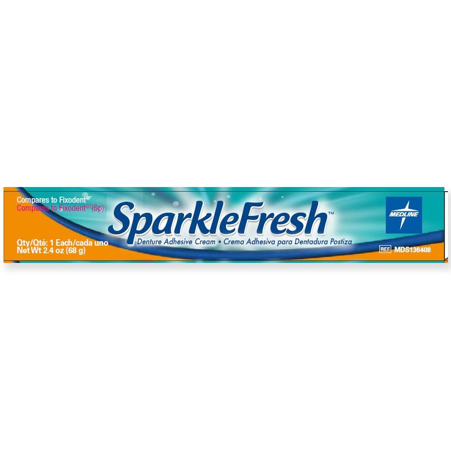 Medline SparkleFresh Denture Adhesive Cream 2.4oz 1Ct